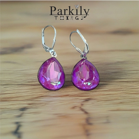 Jewelry - Handcrafted earrings with Swarovski crystal crystal color ultra jasmine